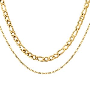 Double Chain Necklace 18K Gold Plated Steel